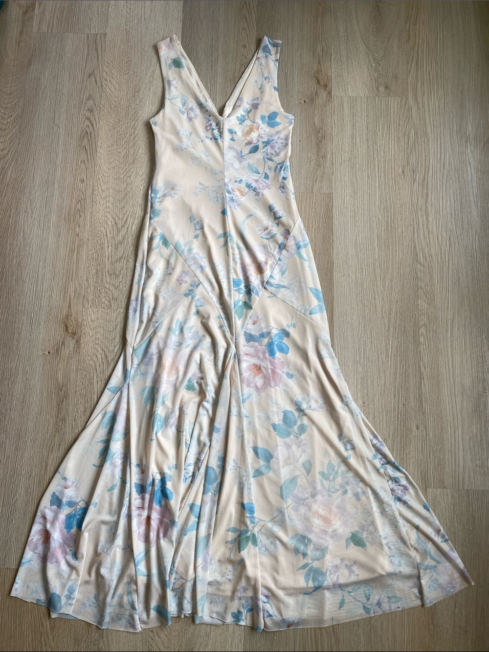 Eliane Rose Floral Mesh Maxi Dress XS NWT Romantic Drop Waist - Picture 9 of 12